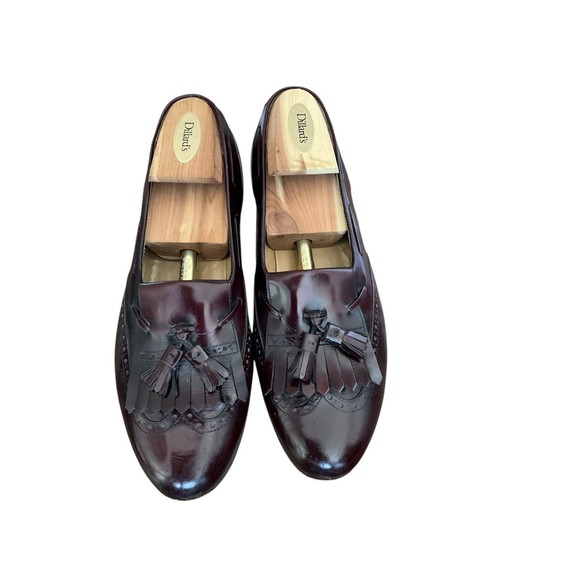 Salvatore Ferragamo Men\'s Loafers Size 9 D Burgundy Kiltie Tassel Dress Shoes